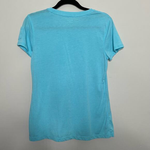 Ruff‎ Hewn Short Sleeve T-Shirt Top Crewneck Lightweight Stretch Aqua Blue Large - Picture 2 of 8